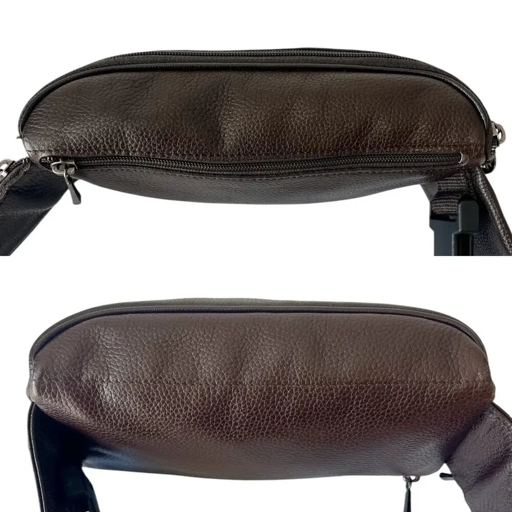 Longchamp Vintage Le Foulonne Pebbled Leather Belt Bag Fanny Pack Y2K Dark Brown